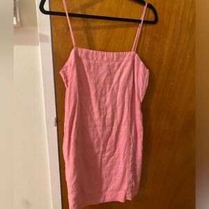 Madewell pink linen mini dress